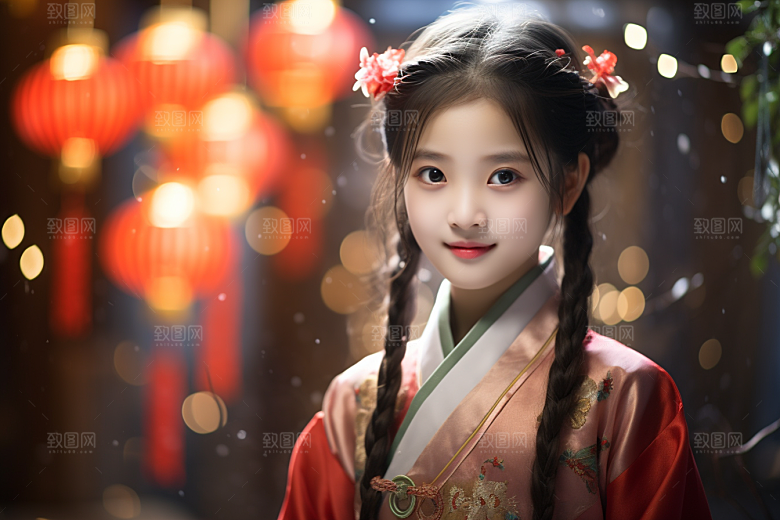 春节汉服女孩新春中国风CG
