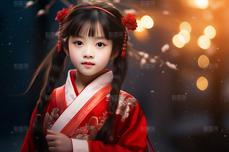 春节汉服女孩过年中国风CG