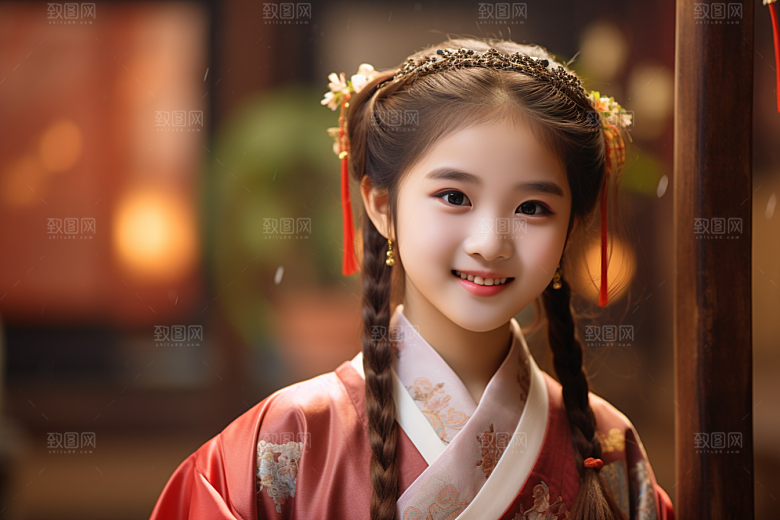 春节汉服女孩中国风过年CG