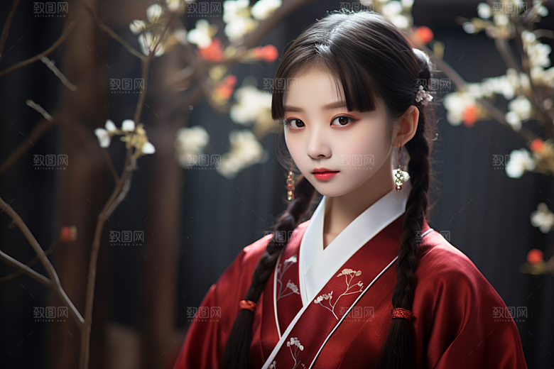 春节汉服女孩新春中国风CG