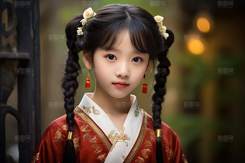 春节汉服女孩喜庆红色CG