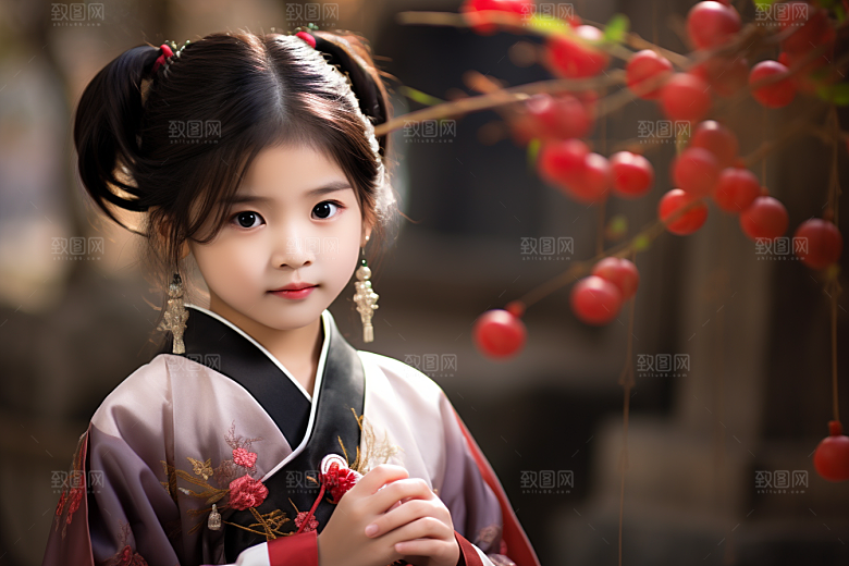 春节汉服女孩喜庆红色CG