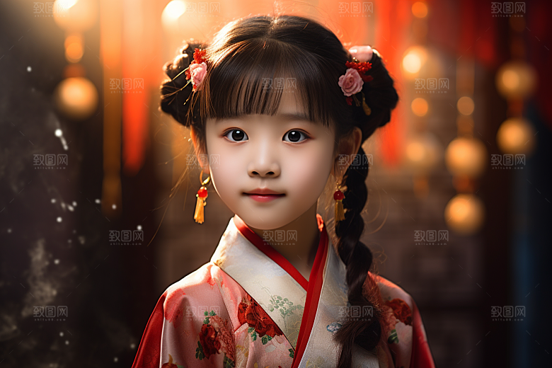 春节汉服女孩新春过年CG