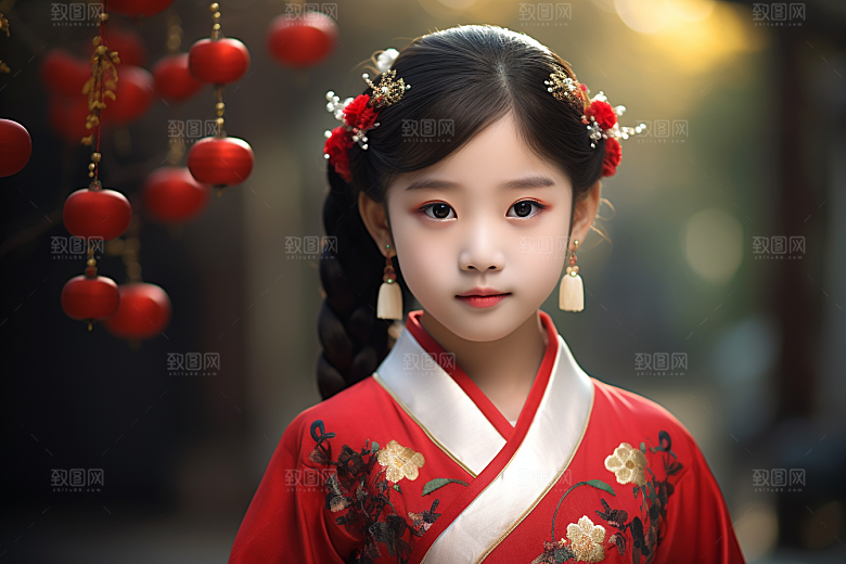 春节汉服女孩高清新春CG
