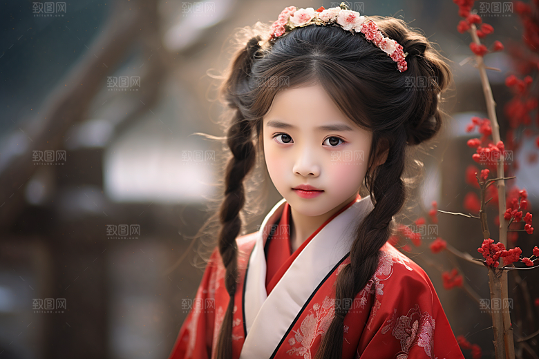 春节汉服女孩新春中国风CG