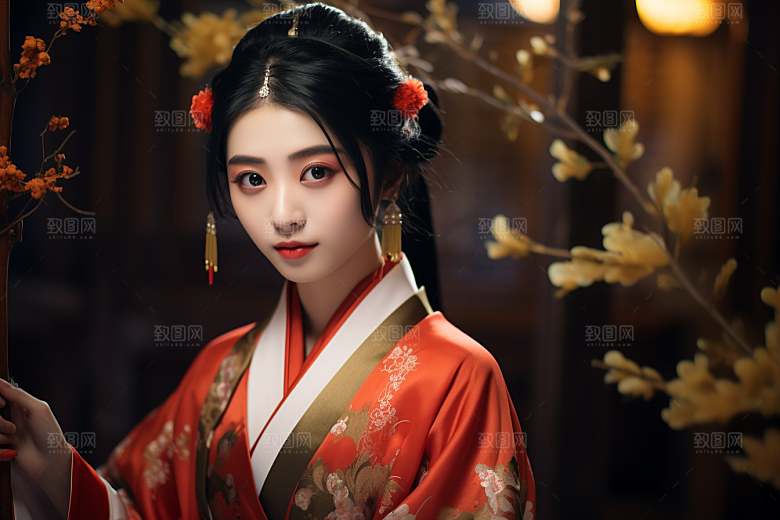 春节汉服女孩春日过年CG