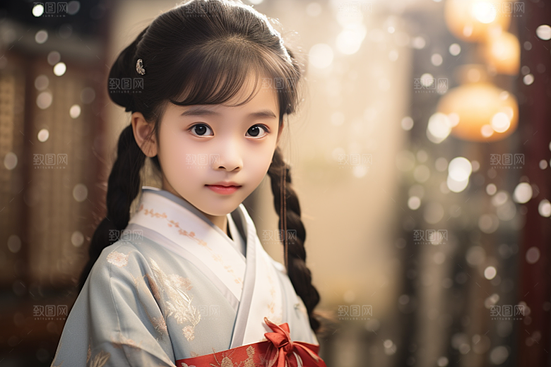 春节汉服女孩中国风红色CG