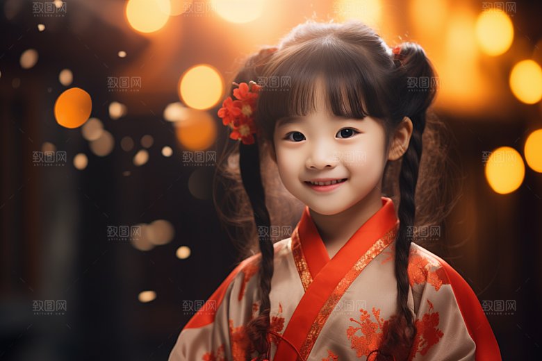 春节汉服女孩过年中国风CG