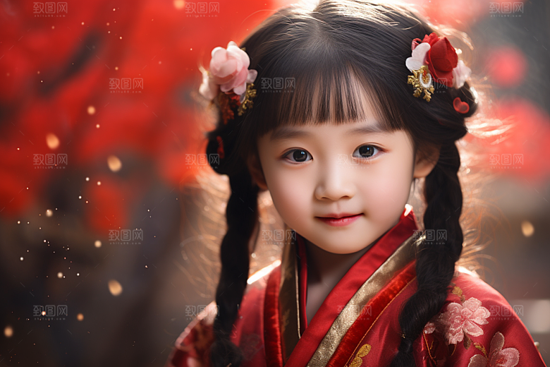 春节汉服女孩春日喜庆CG