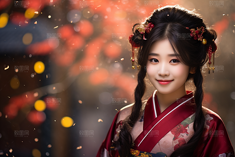 春节汉服女孩传统文化过年CG
