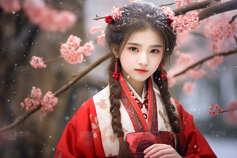 春节汉服女孩喜庆高清CG