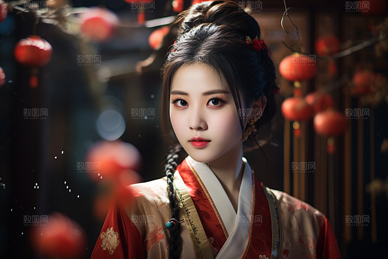 春节汉服女孩传统文化中国风CG