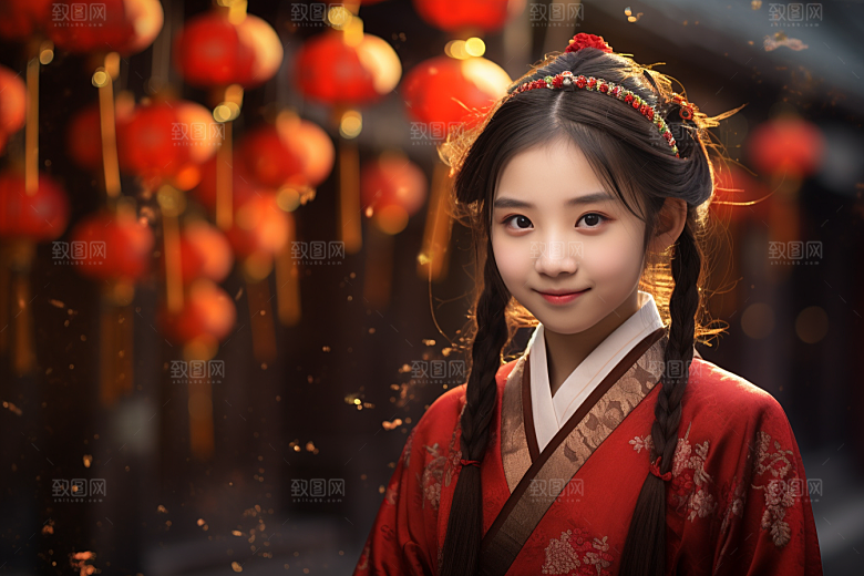 春节汉服女孩中国风高清CG