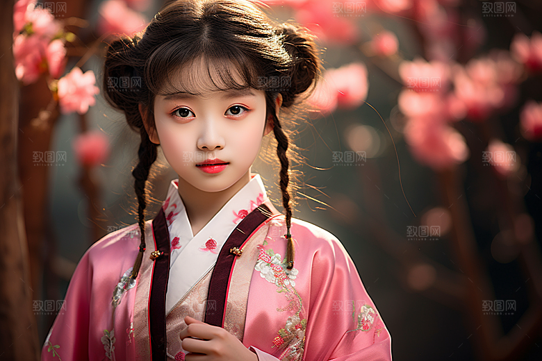 春节汉服女孩喜庆红色CG