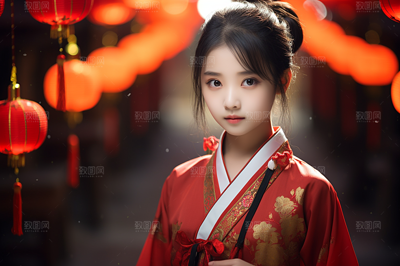 春节汉服女孩传统文化高清CG
