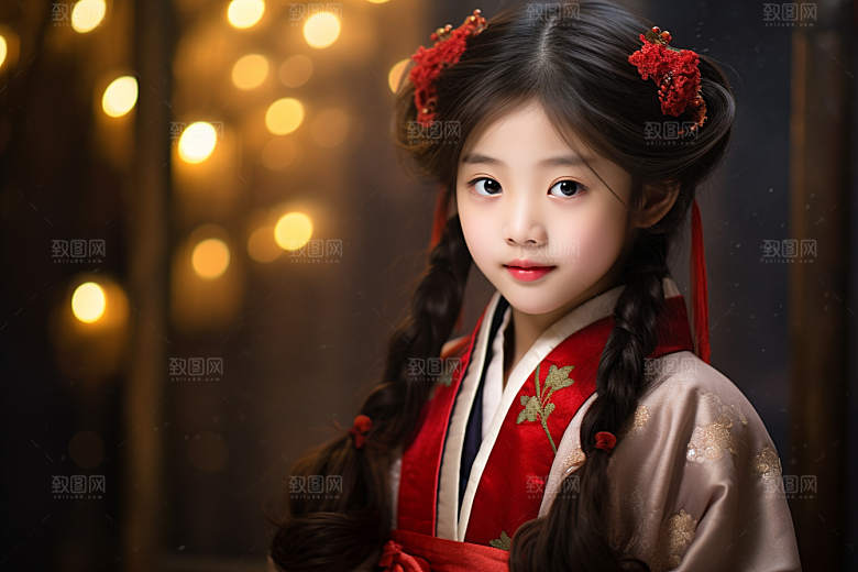春节汉服女孩喜庆过年CG