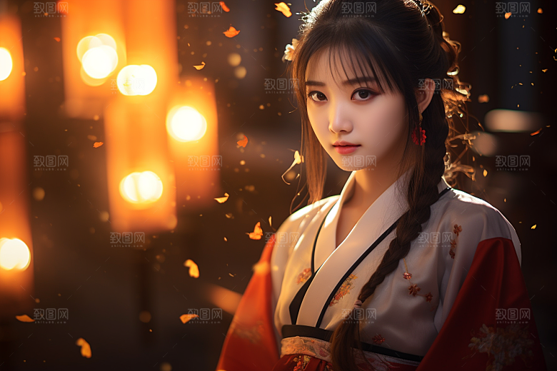 春节汉服女孩过年中国风CG