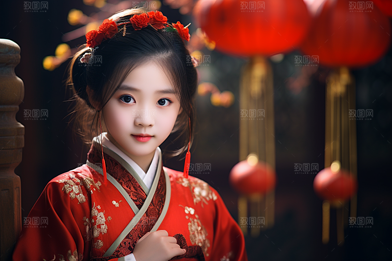 春节汉服女孩喜庆高清CG