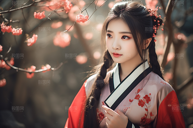 春节汉服女孩喜庆新春CG