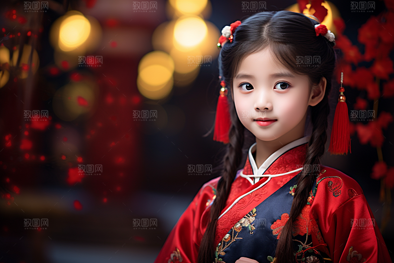 春节汉服女孩中国风高清CG