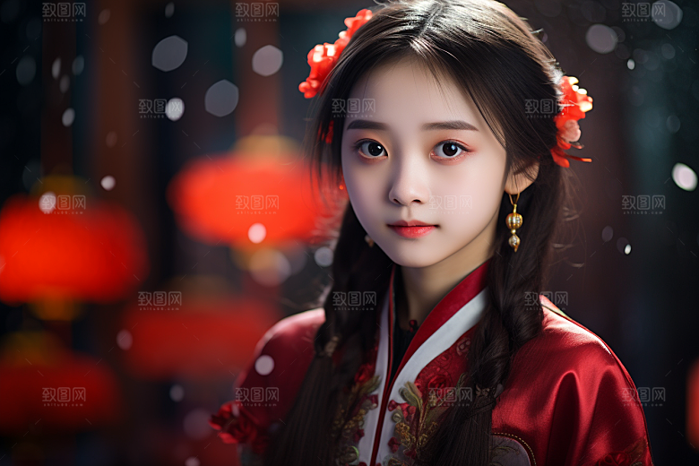 春节汉服女孩春日中国风CG