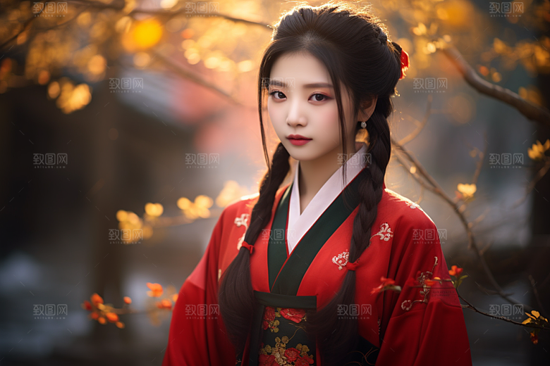 春节汉服女孩喜庆新春CG