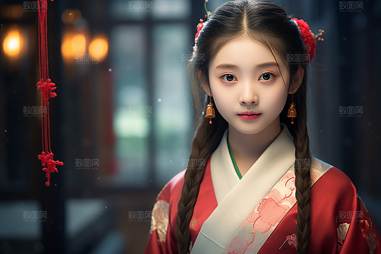 春节汉服女孩喜庆新春CG