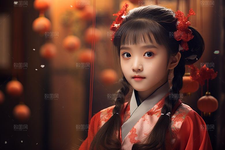 春节汉服女孩喜庆春日CG