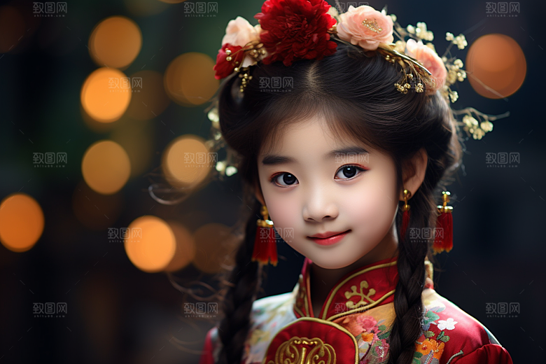 春节汉服女孩传统文化过年CG