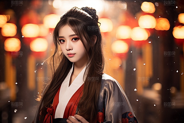 春节汉服女孩喜庆新春CG