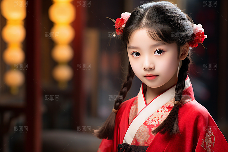 春节汉服女孩过年中国风CG
