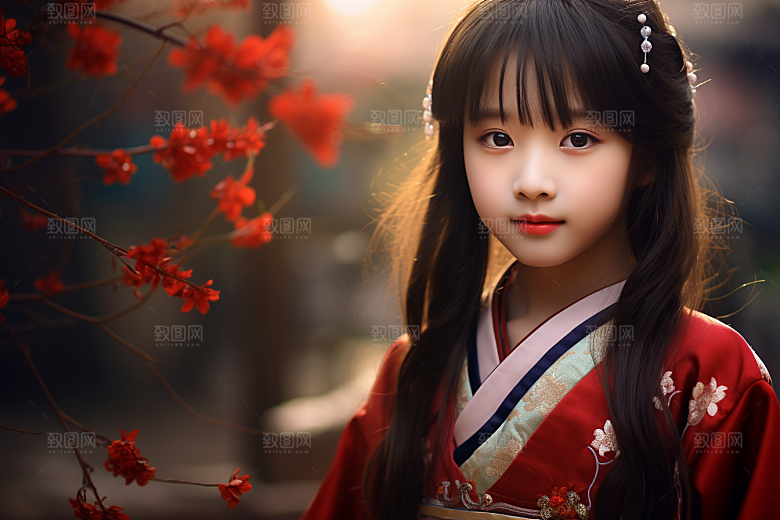春节汉服女孩中国风过年CG