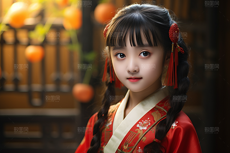 春节汉服女孩中国风喜庆CG