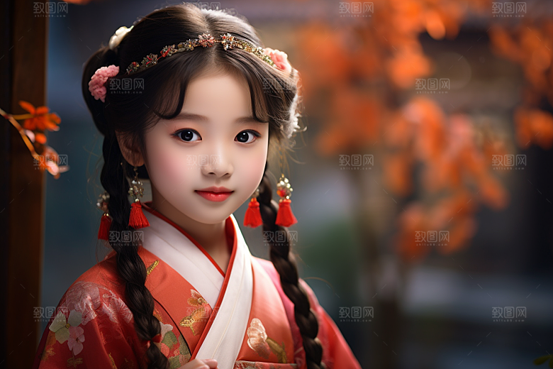 春节汉服女孩过年高清CG