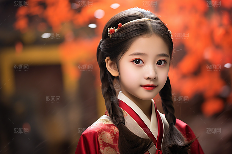春节汉服女孩传统文化喜庆CG