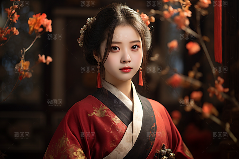 春节汉服女孩高清过年CG