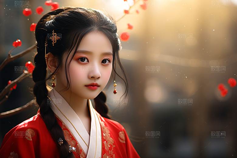 春节汉服女孩喜庆中国风CG