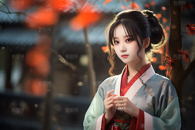 春节汉服女孩新春喜庆CG