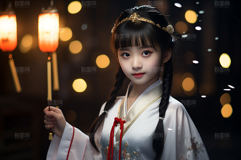 春节汉服女孩喜庆新春CG