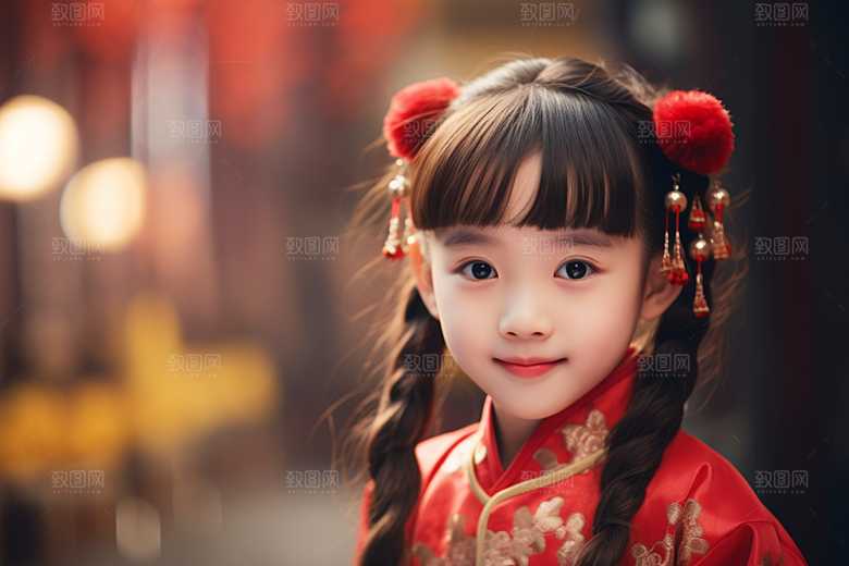 春节汉服女孩中国风新春CG