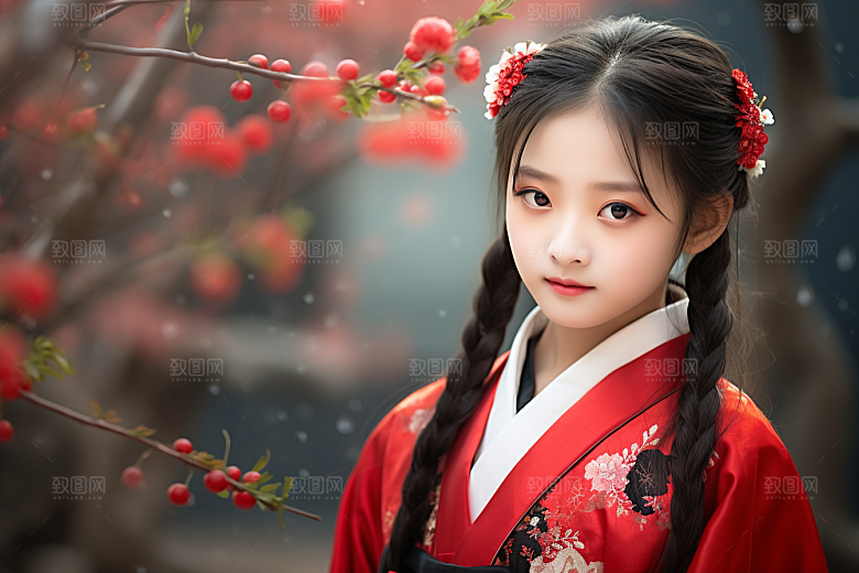 春节汉服女孩春日过年CG