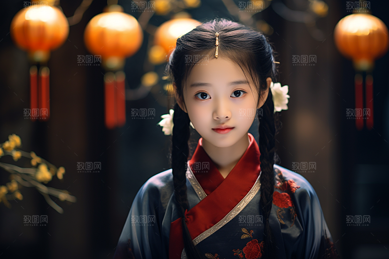 春节汉服女孩传统文化春日CG