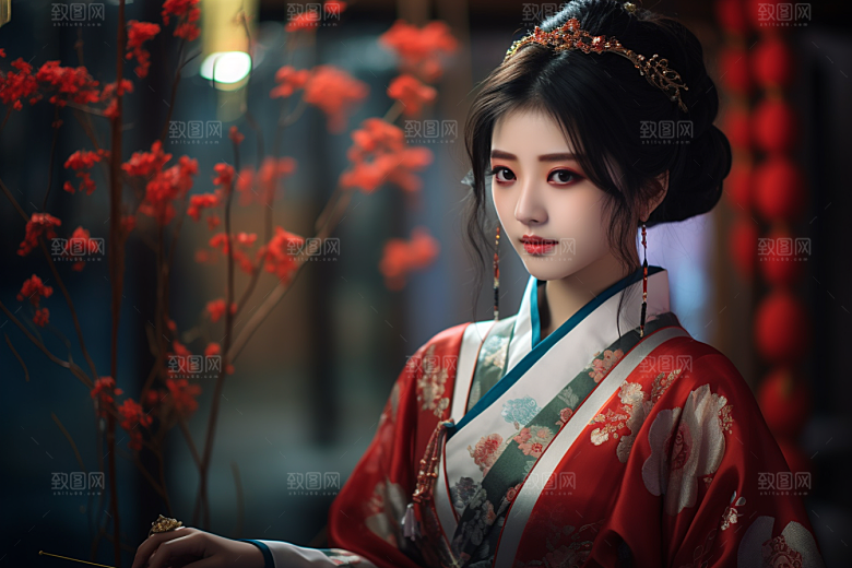 春节汉服女孩喜庆高清CG
