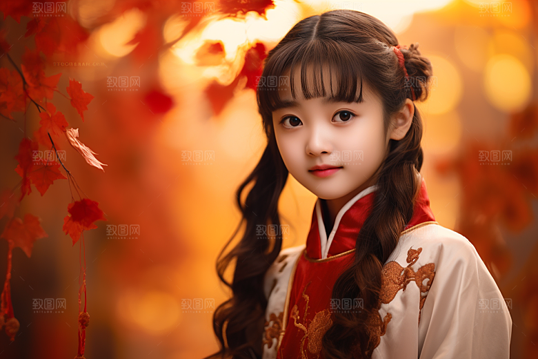 春节汉服女孩喜庆中国风CG