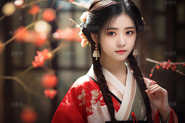 春节汉服女孩传统文化中国风CG