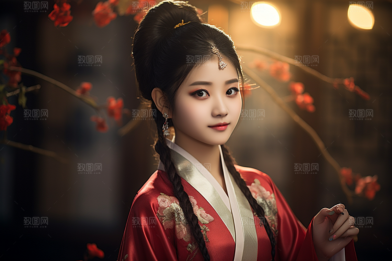 春节汉服女孩高清喜庆CG
