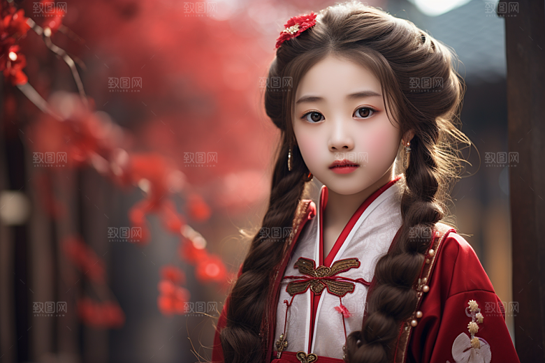 春节汉服女孩喜庆传统文化CG