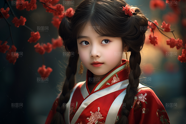 春节汉服女孩传统文化喜庆CG