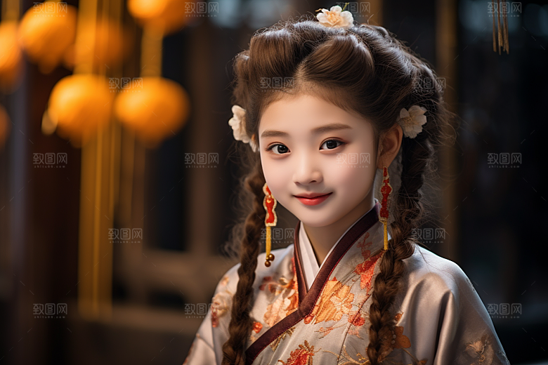 春节汉服女孩红色中国风CG