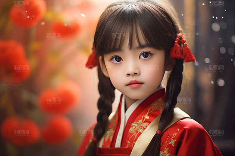 春节汉服女孩高清喜庆CG